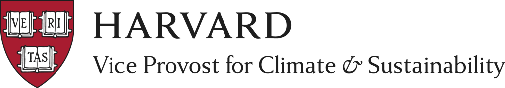 Logo that reads "Harvard Vice Provost for Climate & Sustainability"