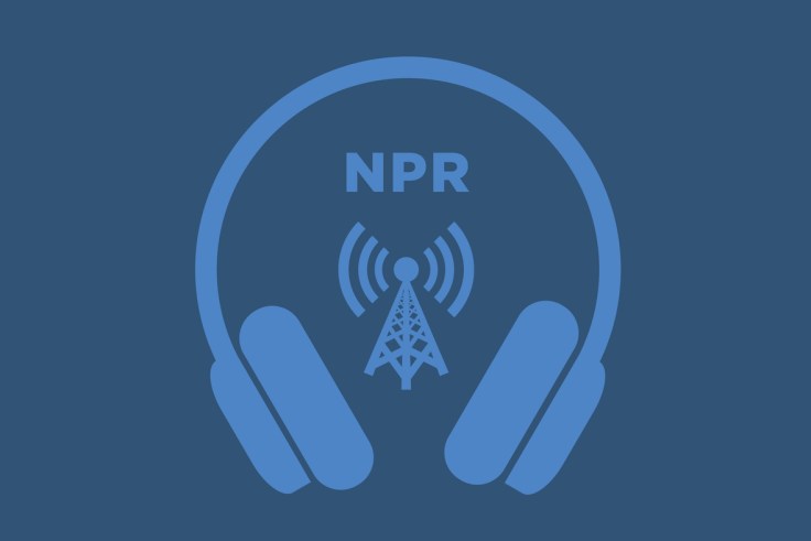 The NPR logo with headphones around it
