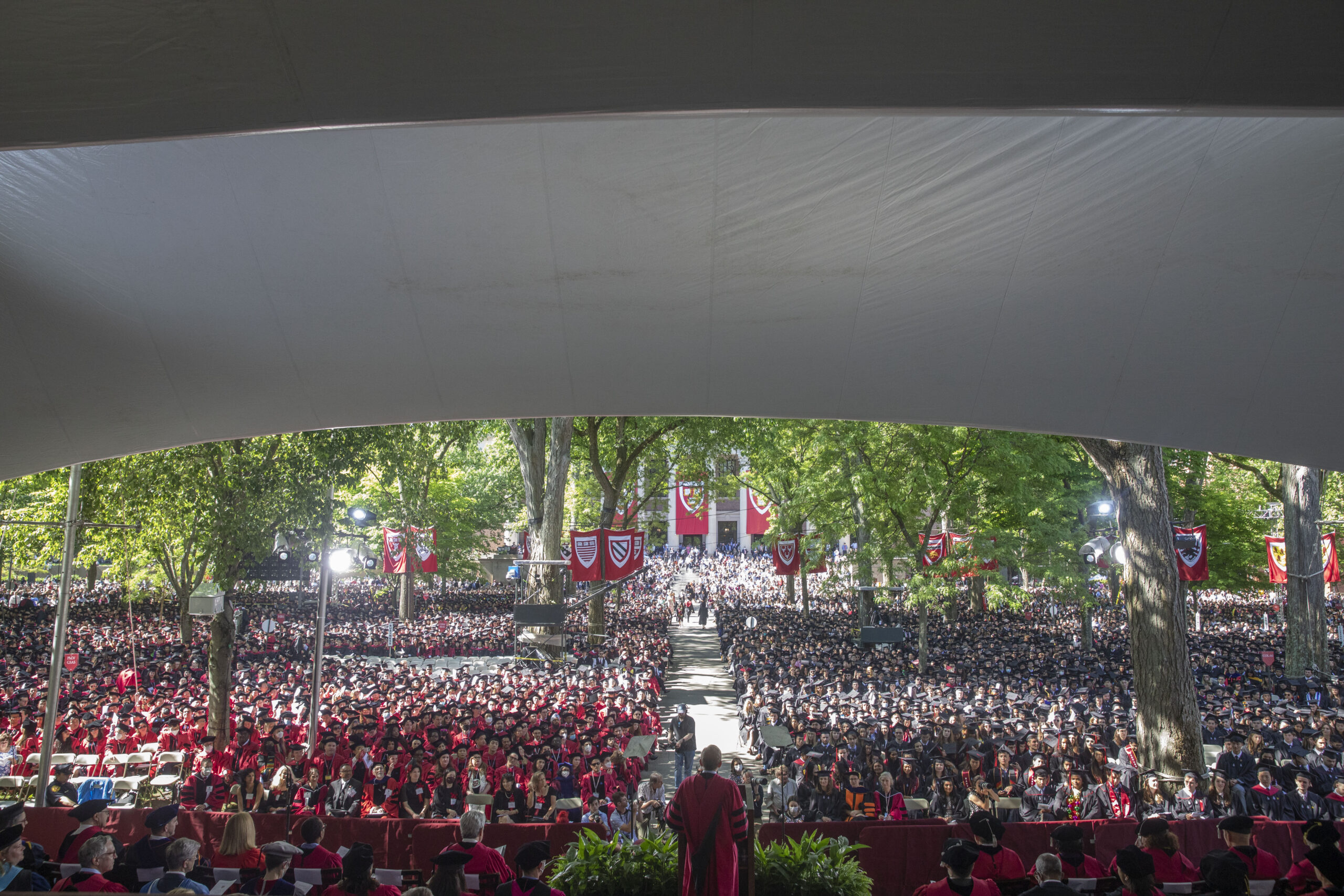 The crowd at a Harvard Commencement seen from the stage