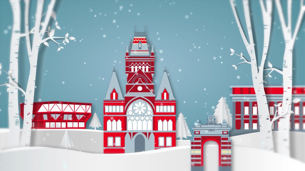 graphic of Annenberg Hall in the snow.