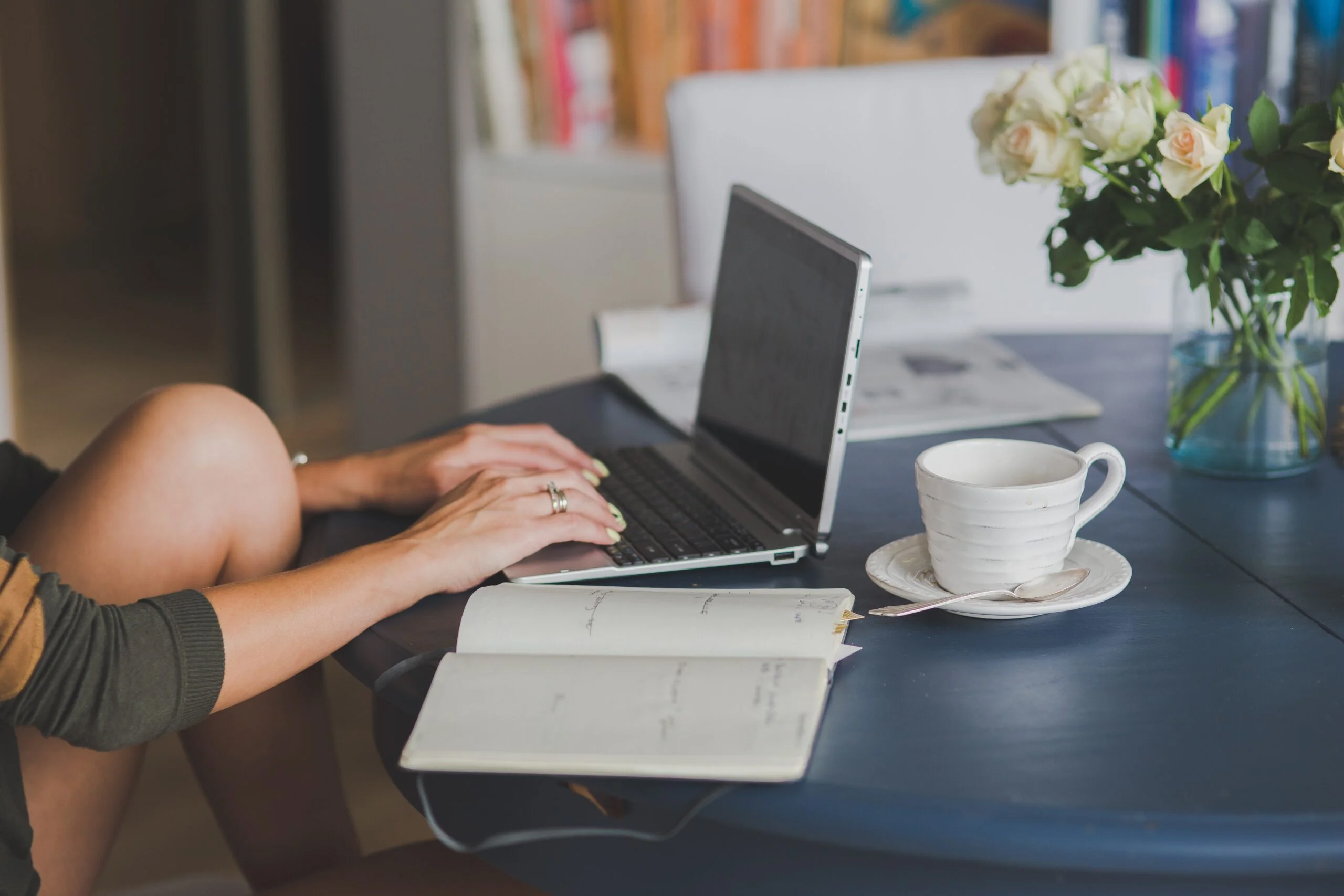 A person using a laptop