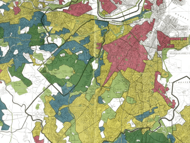 A map of boston with the segregated neighborhoods highlighted.