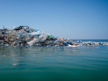 A bunch of plastic on the ocean.