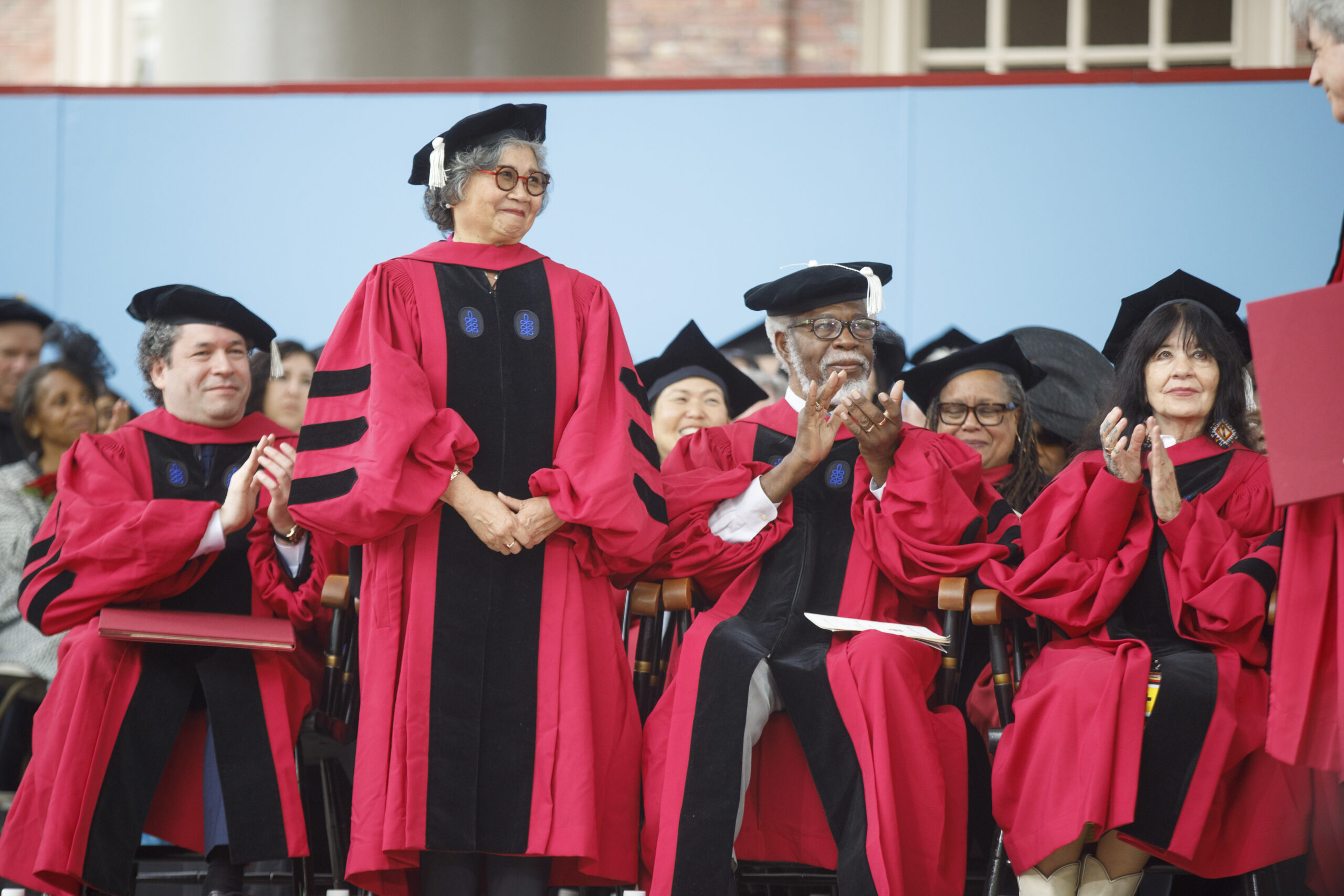 Harvard Honorands on stage during Commencement