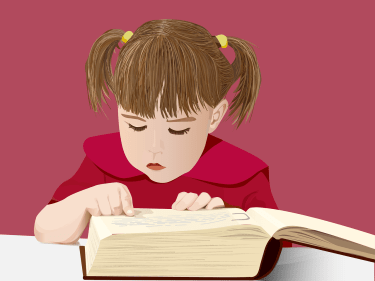 A little girl reading