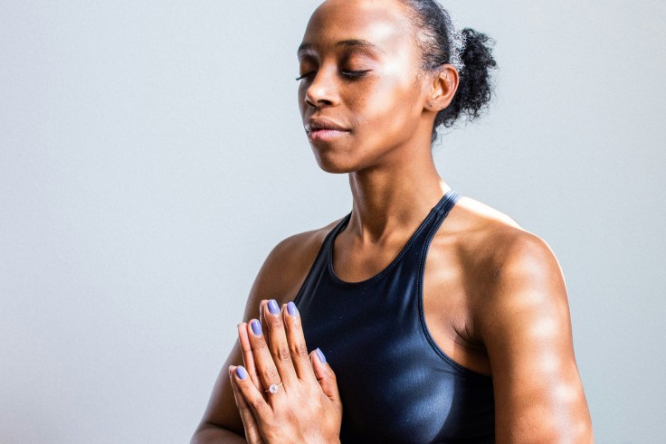 A woman meditating