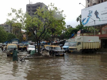 A flooded street in India