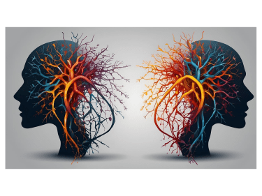 Two heads with neurons coming out of them