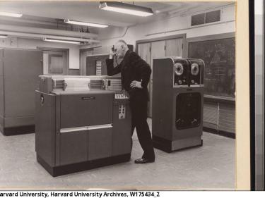 Howard Aiken in a room with a giant computer