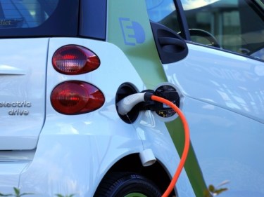 An electric car charging